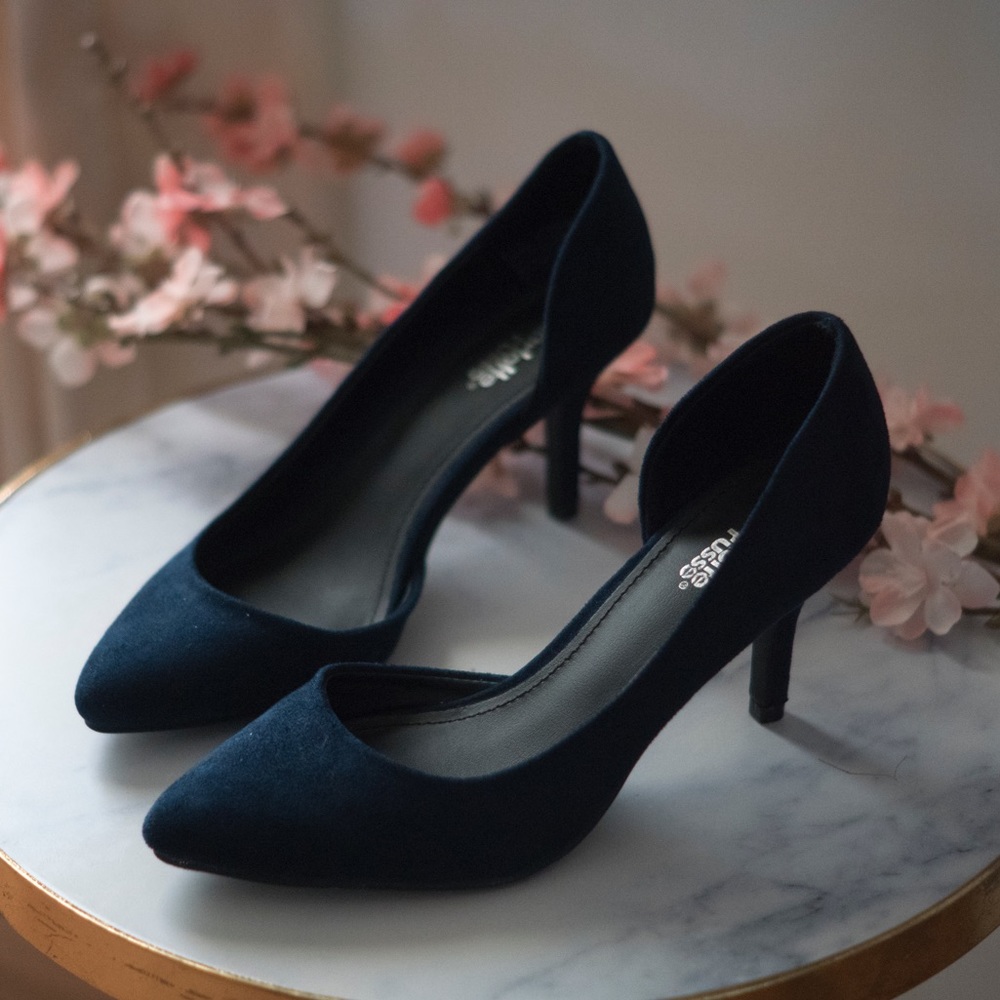 Navy suede heels